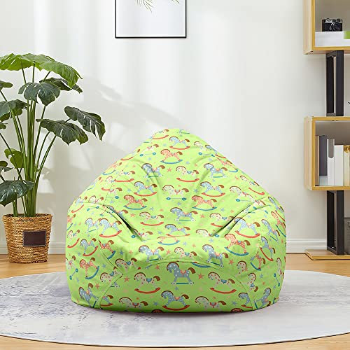 FANSU Sitzsack Waschbar Sitzsack Ohne Füllung Sitzsäcke für Kinder Erwachsene, Sitzsack-StuhlbezugIndoor Outdoor Textile Aufbewahrung mit Reißverschlus (Sterne Pferd aus Holz,70x80cm)