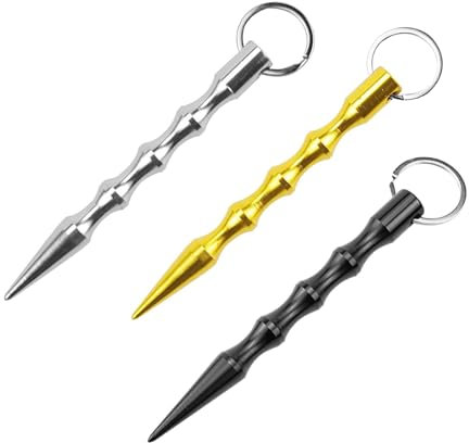 3 Stück kubotan schlüsselanhänger, selbstverteidigung waffen notfallhammer, Aluminiumlegierung self defense Schlüsselanhänger für Notsituationen als Notfallhammer,Glasbrecher & Schlüsselanhänger