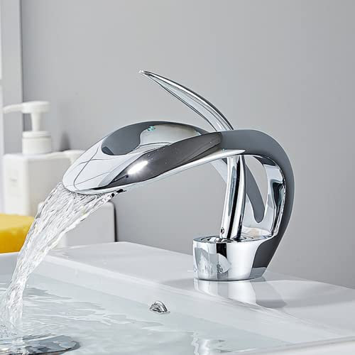 SAMMUA Gold Badezimmer Waschbecken Wasserhahn Heißes Kaltes Wasser Mixer Kran Schwarz Deck Montiert Chrom Wasserhähne (Chrom)