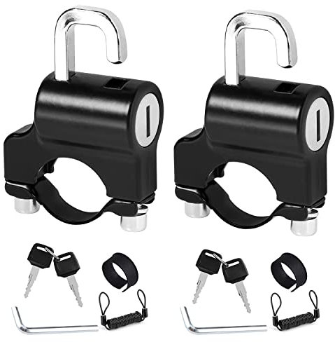 2 pezzi Lucchetto per Casco Moto Antifurto Nero, Accessori Casco Moto, Universale Antifurto Helmet Lock Lucchetto Di Sicurezza, con Chiavi, Pad Biadesivo, Viti, Corda di Richiamo, Chiave Inglese