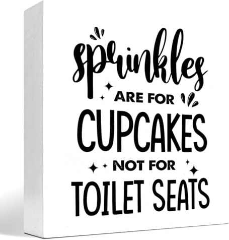 z-crange Sprinkles are for Cupcakes not for Toilet Seats Wood Box Sign Decor Desk Sign,Funny Bathroom Sayings Wooden Box Block Sign for Home Office Bathroom Toilet Shelf Table Decor Decorations