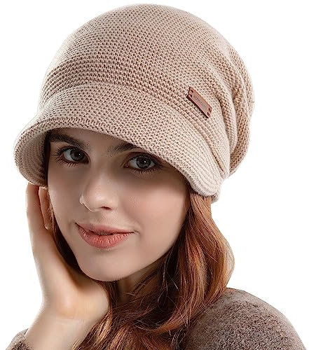 WANYIG Slouchy Beanie Mütze Winter Strickmützen Slouch Beanie Mütze Winter Hüte für Damen Herren Unisex mit Innenfutter Wolle(Khaki)