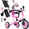 KIDIZ® 6in1 Laufrad Dreirad | Laufräder Lauffahrrad Kinderdreirad ab 1 Jahr bis 5 Jahre | Lauflernhilfe belastbar bis 25Kg | inkl. Lenkstange Sicherheitsbügel Sicherheitsgurt Klingel & Spiegel Rosa