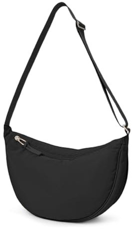 FURREN Half Moon Bag Damen Halbmond Crossbody Schultertasche Crossbody Bag Schwarz Schultergurt Tasche Umhängetasche Got Bag Moon Bag Small Handtasche Moonbag Cross Body Bag for Women Bauchtasche