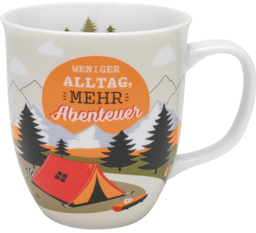 GRUSS & CO Tasse mit Motiv Berge | Kaffeetasse, Tasse mit Spruch, 40 cl, Porzellan | Geschenk, Geburtstag, Fernweh, Reise | 48414
