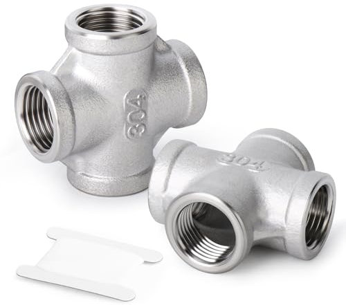 ERGAOBOY 2 pezzi 304 acciaio inox 1” femmina 4 vie croce tubo raccordo accoppiamento, raccordi per tubi femmina