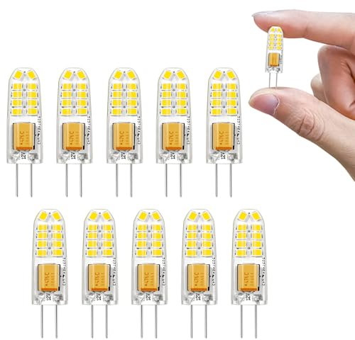 G4 LED Lampen Kaltweiß 6000k 1.3W AC/DC12V 150LM LED Leuchtmittel ersatz g4 15w Halogen Birnen für Schlafzimmer, Esszimmer, Büro( 10er Pack)