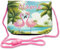 Kinder Brustbeutel mit Name + Schriftartwahl | Klettverschluss mit Schnur zum Umhängen und Klarsichtfach | Geldbeutel personalisiert | 3 Farben (Flamingo)