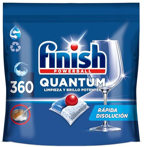 Finish Powerball Quantum All in 1 Pastillas para el lavavajillas Regular 360 pastillas (4 paquetes de 90 pastillas)