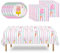 WERNNSAI Eis Party Dekoration – 33 Stück Eiscreme Geburtstagsparty Geschirr Dekoration Kinder Mädchen Eis Rosa Regenbogen Sommerparty Servietten Teller Tischdecke Deko Zubehör Set für 16 Gäste