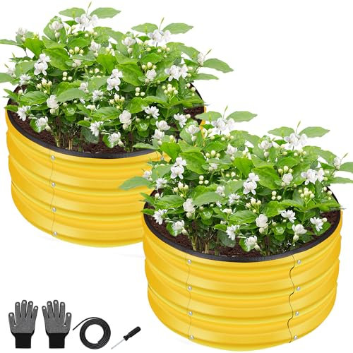 ZXZYHFTY Rundes verzinktes Hochbeet, für den Außenbereich, Garten, Hochbeet, rund, groß, Metall, Hochbeete für Gemüse, 2 x 60 x 30 cm, 2 Stück
