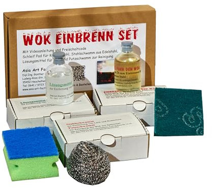 AAF Nommel Wok - Set di cottura per tutti i wok in acciaio cabon, con istruzioni video e tutti gli strumenti