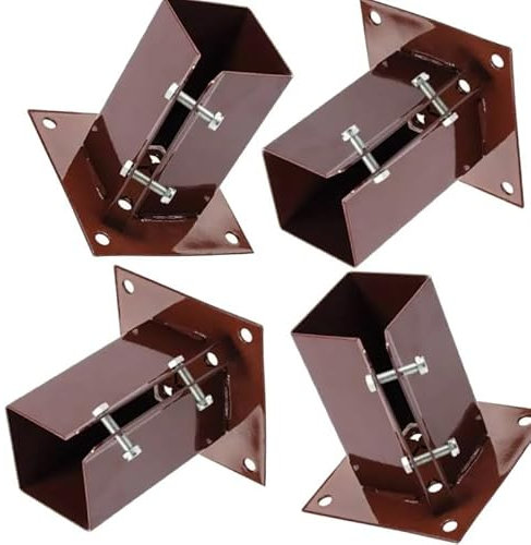 Equip247uk Heavy Duty Steel Bolt Down Fence Post Holder/Support Base, 75mm x 75mm x 150mm (pack of 4)