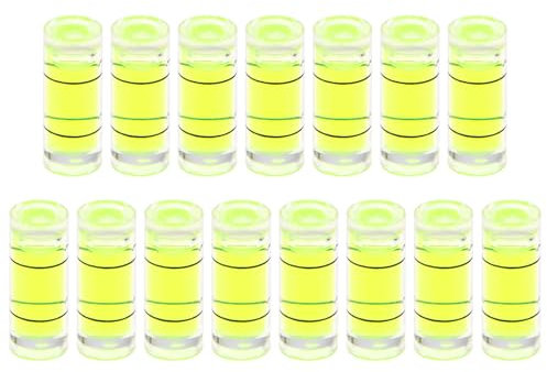 sourcing map 15pcs Small Cylindrical Bubble Level Vials 7x18mm PMMA Mini Horizontal Bubble Spirit Level Measuring Layout Tools for RV TV Picture Frame Hanging Tool Leveler