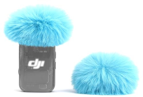 LEFXMOPHY Windscreen for Dji Pocket 3 Mic Wind Muff DJI MIC 2 (2024)/ Mic2 Microphone Transmitter Furry Windshield Greenish Blue Deadcat Foam (Not for Dji Mic 1 2023), 2-Pack