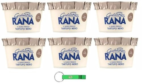 6x Giovanni Rana Pesto Sugo Fresco Tartufo Nero,Frische Schwarze Trüffelsauce - Pasten Kochsaucen Pesto Sauce 150g + Beni Culinari Kostenloser Schlüsselanhänger