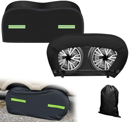 Wohnmobil Anhänger Reifenabdeckungen, 2 Stück Doppelachse wasserdicht, Auto-Radabdeckung für Wohnmobil, Reiseanhänger, Reifenradschutz, universell für alle Jahreszeiten (68,6–73,7 cm