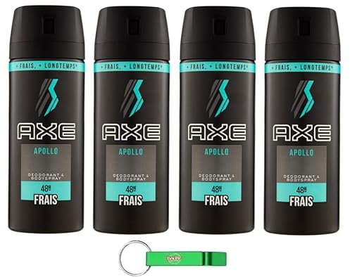 4x Axe Apollo Deodorant und Körperspray - Body Spray für Männer Deo Spray 150ml + Beni Culinari Kostenloser Schlüsselanhänger
