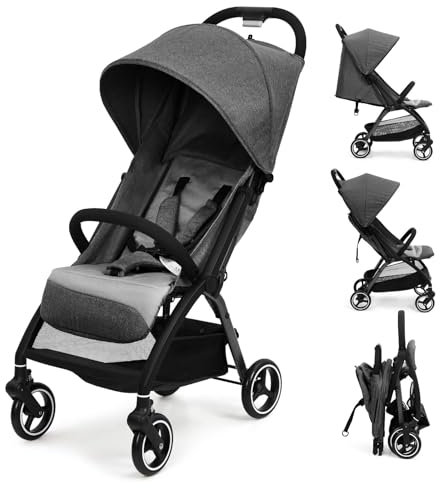 OPULENTHOME Kinderwagen Buggy Zusammenklappen, Reisebuggy, Kompakt Ultraleicht, für Neugeborene bis 22 kg, verstellbare Rückenlehne, großes Verdeck mit Fenster, EVA-Reifen
