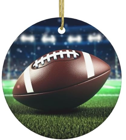 American Football Weihnachtsschmuck Keramik Weihnachtsbaum Hängende Dekorationen Rund Xmas Anhänger für Weihnachtsdekorationen 2024 Weihnachtsbaum Ornamente Geschenke