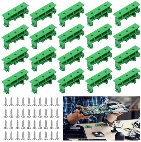 20 Stück(10 Sätze) Hutschienen Adapter Set,Schienenadapter,Hutschienen klemmen,Leiterplatten,P-C-B D-I-N Schiene Montageadapter,Montagehalterung Halter Clip mit 40 Schrauben,für 35mm hutschienenhalter