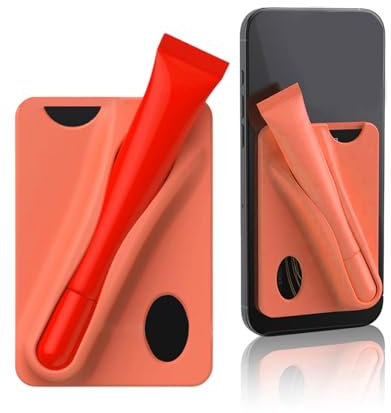 TPZORJX Lipgloss-Schutzhülle für Handy,lip gloss phone case, lipgloss handyhülle,handyhülle lipgloss halter, kompatibel mit iPhone, Samsung, Galaxy, Android-Smartphones, Mit Kartenhalter,orange