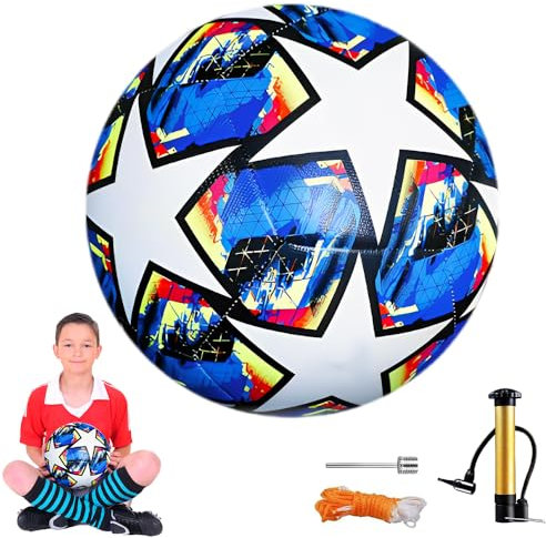 Afenau Fussball Champions League 2025, Fußball Größe 5 mit Pumpe, Champions League Ball, Fußball Champions League für Spiel und Training, Kinder und Erwachsene, Fußballliebhaber
