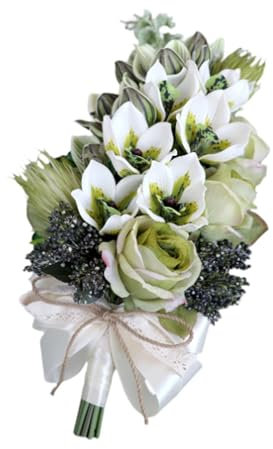 misppro Brautstrauß, künstlicher Blumenstrauß in Tropfenform, für Braut, Brautjungfer, rustikaler Wurfstrauß