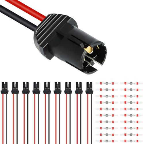 DAOKAI T10 W5W Fassung Stecker Weit Lampenfassung Stecksockel W3W WY5W W2,1X9,5D Standlicht Parklicht Glas Sockel 11cm/4.33in Vorverkabelter Kabelbaum Adapter -10Stk