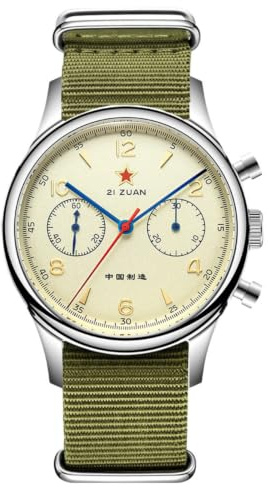 SEAKOSS 1963 Pilotenchronograph Herren, Original Seagull ST1901 Handaufzug Uhrwerk, Mechanische Armbanduhr im Vintage Militärstil