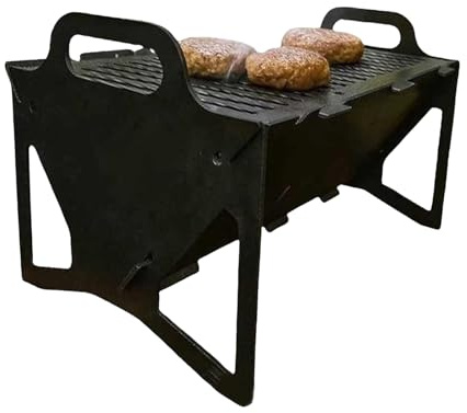 Klappbarer Schlitz-Grill, tragbarer Grill, für Camping, Heckklappe, Edelstahl, klappbarer Holzkohlegrill mit werkzeugloser Einrichtung, kompakte Aufbewahrung, große Kochfläche zum Kochen im Freien