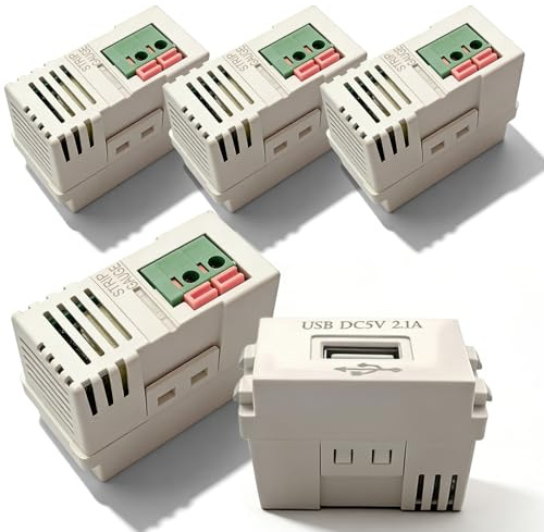 5 Stück USB Unterputz Netzteil, Stromversorgungsmodul, USB-Ladesteckdose Schaltadapter 220V auf 5V 2.1A Modul, Stromversorgung für Smartphones