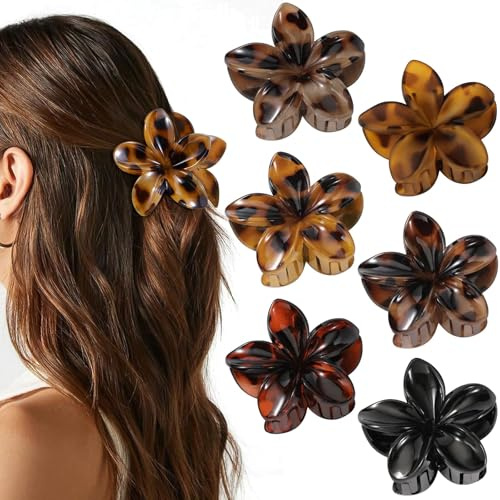 Fermaglio Capelli Donna Fiore, 6 Pezzi Accessori Capelli Fiore, Mollettone Capelli Fiore, Flower Hair Clips per Accessori Estivi, Compleanno, Matrimonio, Festa (A)