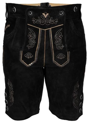 Steigenhöfer Lederhose Damen Tracht Shorts - 100% Rindsleder - Annika - Traditionelle Kurze Hose für Frauen - Inklusive verstellbaren Trägern - Gürtelschlaufe - Dirndl Alternative