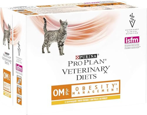 PRO PLAN Veterinary Diets OM Obesity Management Katze | 10 x 85g | Frischebeutel mit Huhn | Kann dabei helfen und das Gewichtsmanagement zu unterstützen