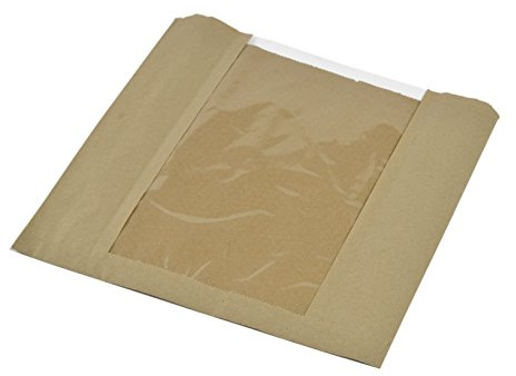 Vegware VNWB10 kraft natureflex window bag, 10 x 10 (Pack of 1000) | Clear window showcases food beautifully in busy takeaways, helping customers view contents and make fast decisions.