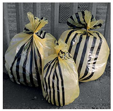 Hanfare FAYB/5 Tiger Stripe Clinical Waste Sacks, Yellow, 90 L (Pack of 50)