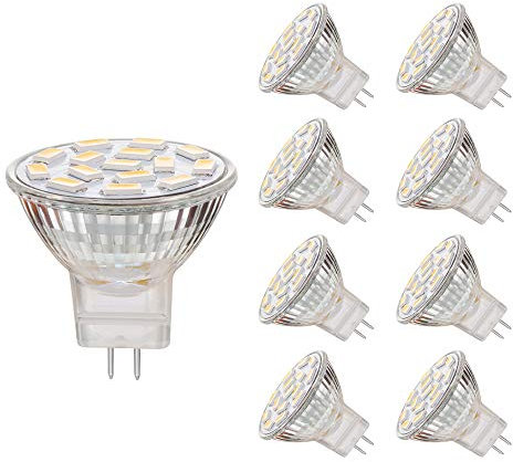 EKSAVE MR11 GU4.0 3.5W LED Glühbirnen, Äquivalent zu 25-35W Halogenlampen, GU4.0 Base AC/DC 12V, 350 LM, 120 ° Flutlichtstrahl, Einbauleuchten, Schienenbeleuchtung (3000K, 8pcs)