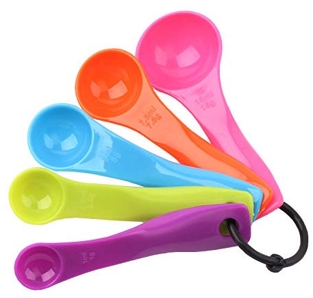 Smart Baking Set of 5pcs Multi Colours Plastic Measuring Spoon Set | Kitchen Utensils Baking Set | Perfect Measuring Cups for Baking or Cooking Task