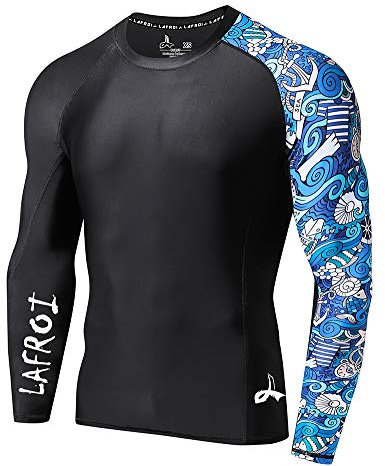 LAFROI Men's Long Sleeve UPF 50+ Baselayer Skins Performance Fit Compression Rash Guard-CLYYB Asym Fantasy Size MD
