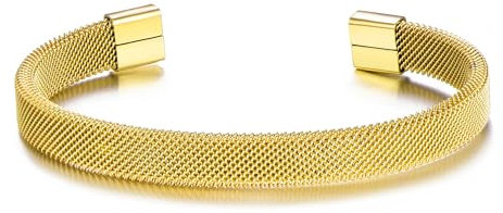 Philip Jones Men's Gold Plated Stainless Steel Mesh Cuff Bracelet