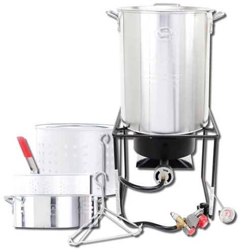 King Kooker Propane Outdoor Fry Boil Package with 2 Pots, silver, one size (12RTFBF3)