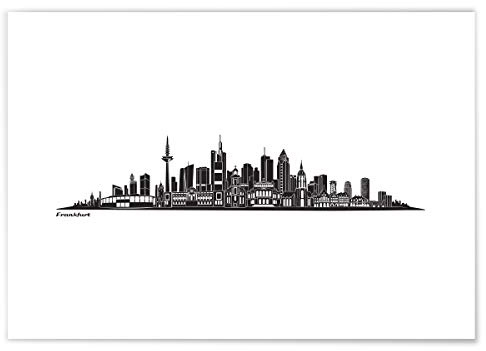 JUNIWORDS Poster mit/ohne Holzrahmen, Wähle ein Motiv, Skyline Frankfurt, Wähle eine Größe, 21 x 30 cm (S) ohne Rahmen