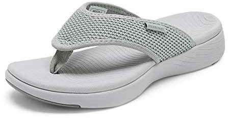 DREAM PAIRS Women's Flip Flops Arch Support Comfortable Thong Sandals,Size 8,Grey,Breeze-2