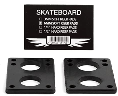 Skateboard Hardware Soft Riser Pads 6mm schwarz - Longboard Shock-Pads zur Achsen Montage