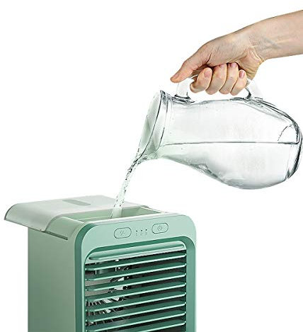 Dr.Lefran Humidificador portátil de Aire Acondicionado, Enfriador de Aire refrigerado por Agua Recargable, ecológico, con USB de Doble batería Recargable, para Dormitorio de Escritorio de Oficina