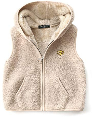 Happy Cherry - Gilet in pile per ragazzi e ragazze, traspirante beige. 120 cm
