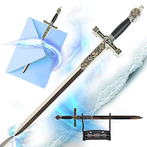 Brieföffner in Form von König Arthus Excalibur mit Ständer, Bürozubehör, Miniatur Schwert, King Arthur, Heimdekor, 21 cm lang, Hochwertiges Material, Geschenk für Sammler und Fans