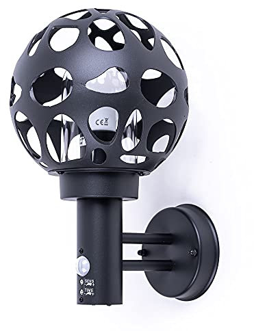 Globo Außenleuchte Sensor H: 1,8-2,5m, 90°, max. 8m Kugel mit Dekorstanzungen IP44