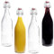 Mikken Lot de 4 bouteilles en verre, 1 l, avec bouchon à étrier en porcelaine, étiquettes
